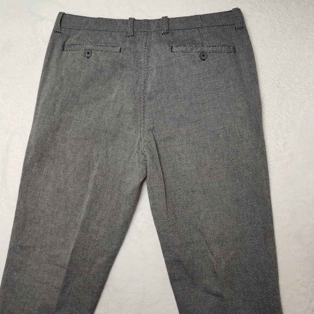 Carbon2Cobalt Pants Mens 36x33 Gray Check Cotton Chino Straight Casual Trousers - Picture 4 of 12